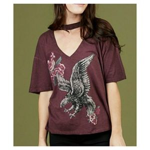 Altar’d State Distressed Purple Choker Loose Crop